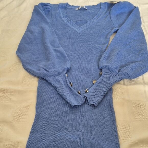 Chic Long Sleeve Sweater Blue Dress - Picture 16 of 16